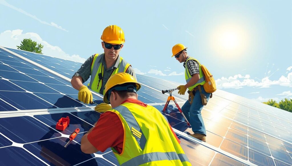 Image of Carolina Solar Maintenance technicians performing maintenance on solar panels