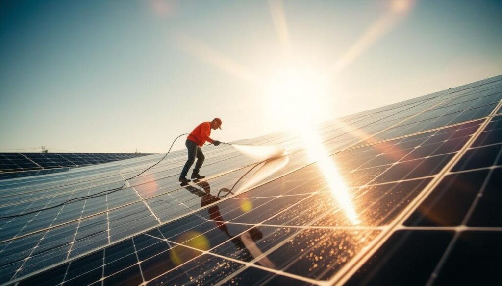 Image of Gulf Coast Panel Pros cleaning commercial solar panels