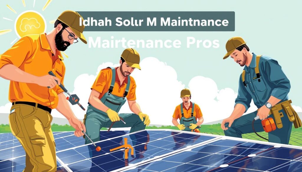 Image of Idaho Solar Maintenance Pros team performing solar panel maintenance