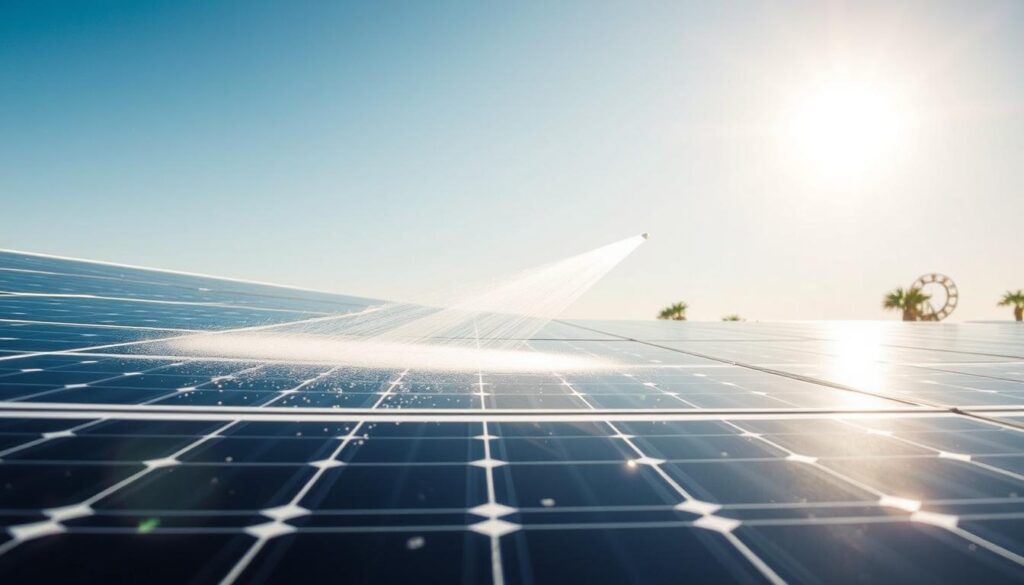Image of Meridian Solar Solutions cleaning solar panels with pure water system
