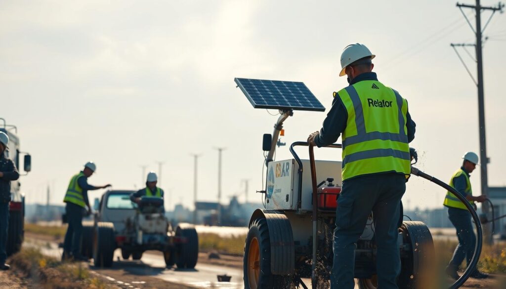Image of Mobile Bay Solar Cleaners equipment and technicians