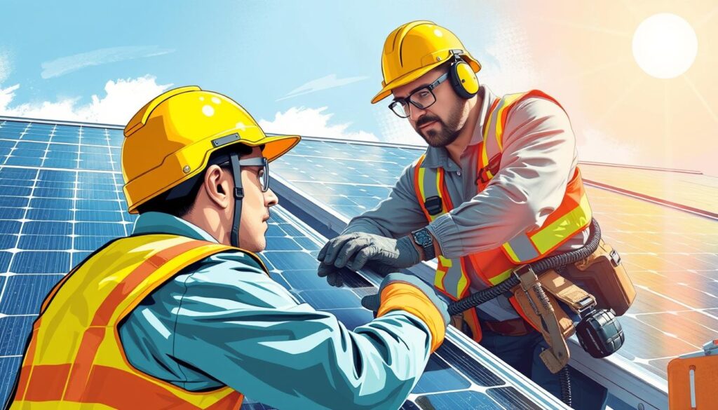 Image of Shine On Solar Maintenance technician performing preventative maintenance