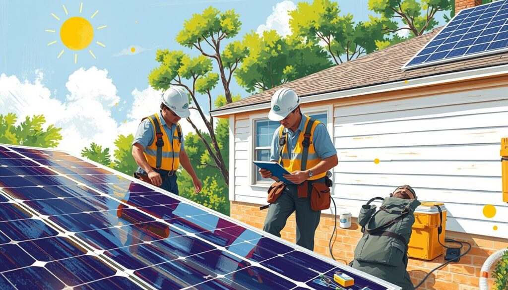 Image of Solar Energy Partners technicians inspecting solar panels in Mount Pleasant, SC