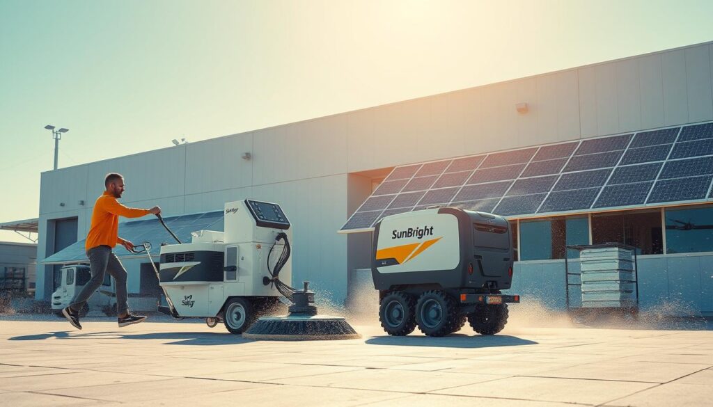 Image of SunBright Solar Cleaning equipment in action