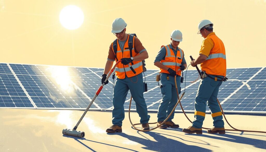 Image of Unity Solar Panel Cleaning team in action