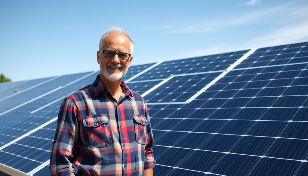 Image of a satisfied customer with clean solar panels in Charleston, WV.