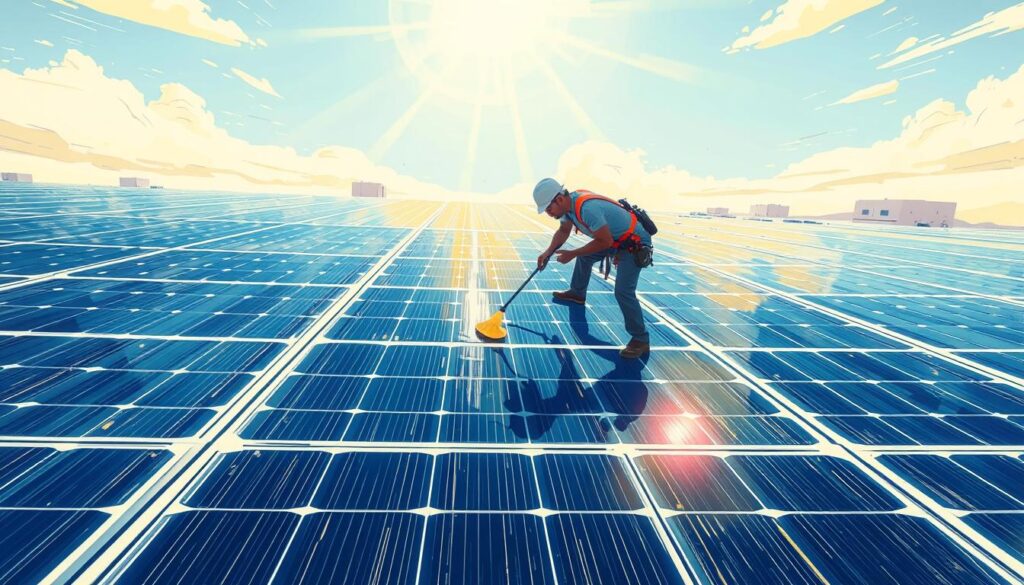 Image of High Peaks Solar cleaning a commercial solar panel array